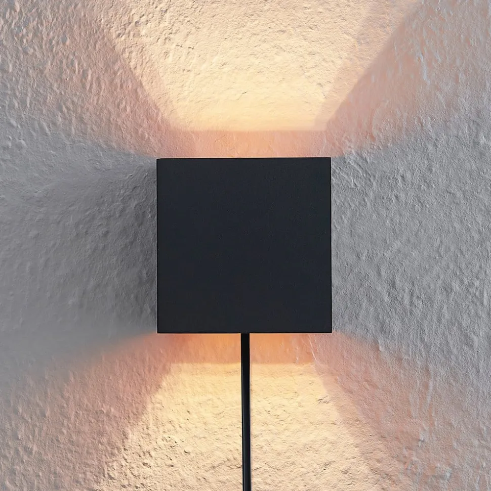 Arcchio væglampe Zuzana, kantet, sort, stik, 10 cm