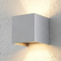 Arcchio væglampe Zuzana, kantet, aluminiumsfarvet, G9, 10 cm