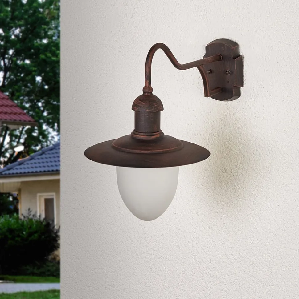 Aruba udendørs væglampe, Ø 25 cm, rustbrun