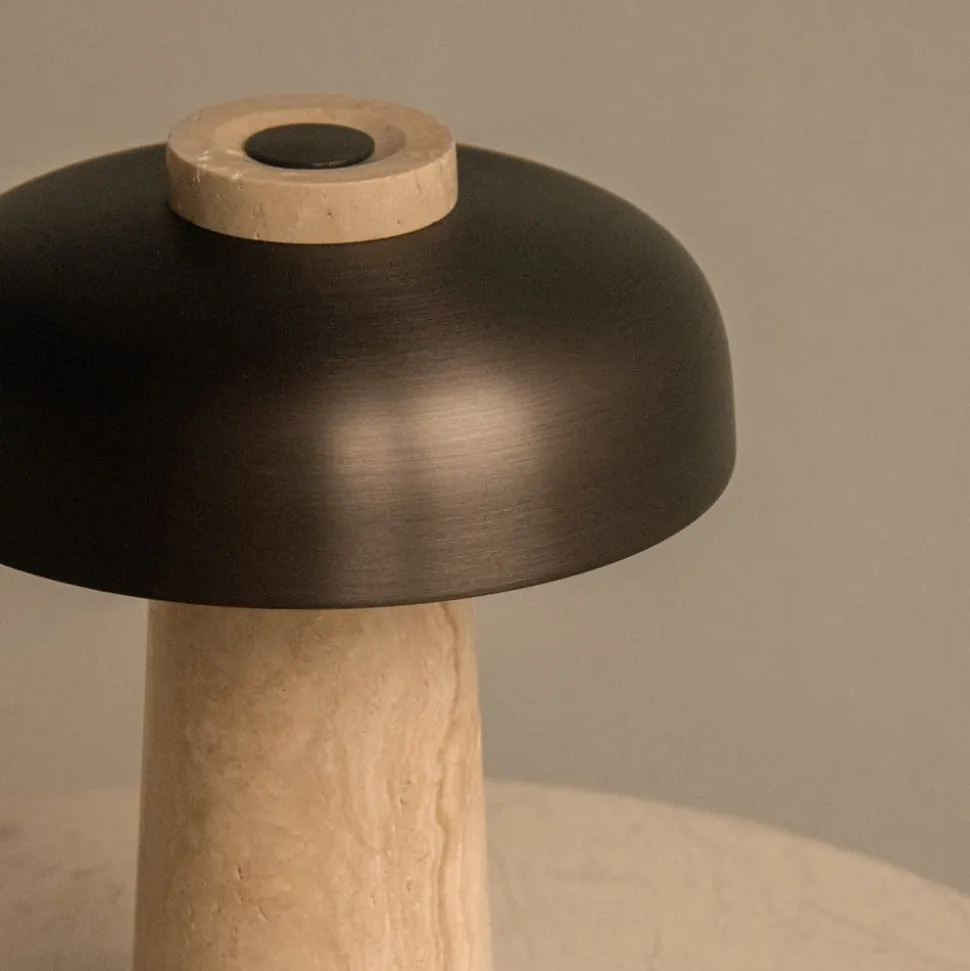 Audo bordlampe, sand/bronze, sten, 24,5 cm