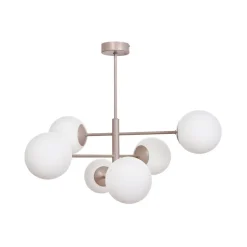 Aurora hængelampe, beige, Ø 60 cm, 6 lyskilder, glas, E14
