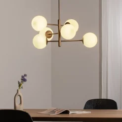 Aurora hængelampe, brun, Ø 60 cm, 6 lyskilder, glas, E14