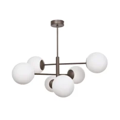 Aurora hængelampe, brun, Ø 60 cm, 6 lyskilder, glas, E14