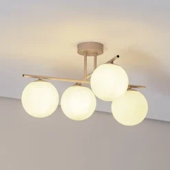 Aurora loftlampe, beige, Ø 50 cm, 4 lyskilder, glas, E14