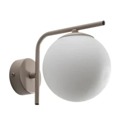 Aurora væglampe, beige, glas, 17 cm høj, kugle, E14