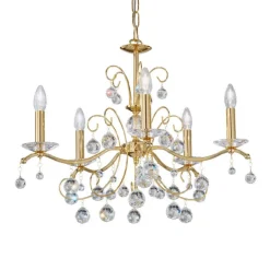 Austrolux lysekrone Carmen II, glas, guldbelagt, 65 cm