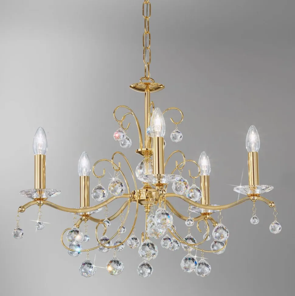 Austrolux lysekrone Carmen II, glas, guldbelagt, 65 cm