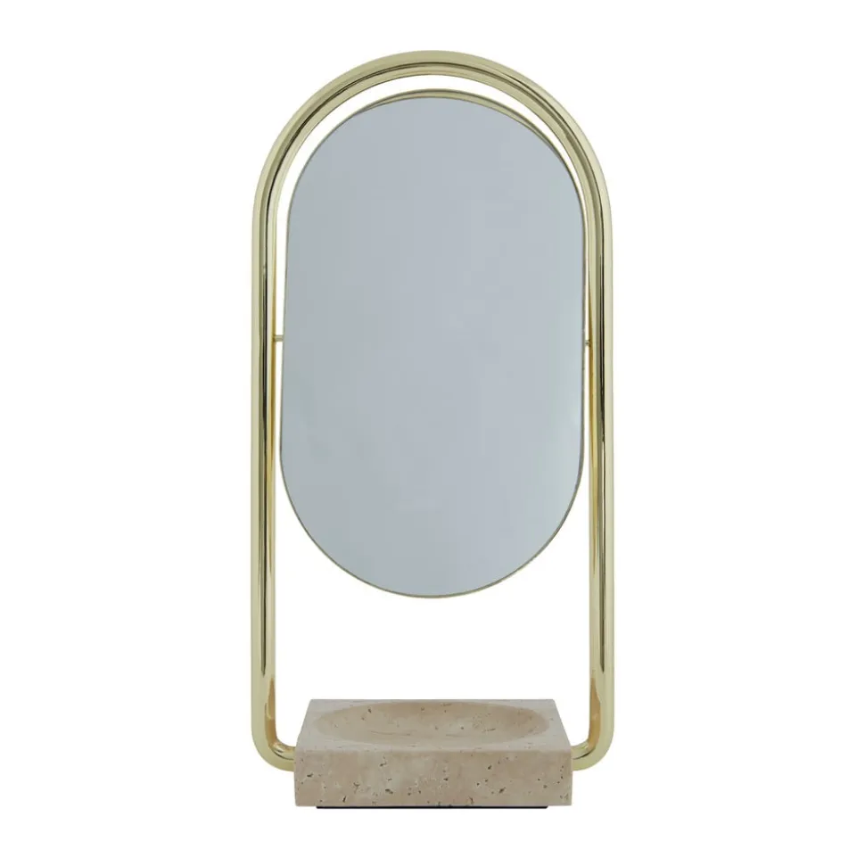 AYTM Angui bordspejl, guld, højde 35 cm, glas, marmor