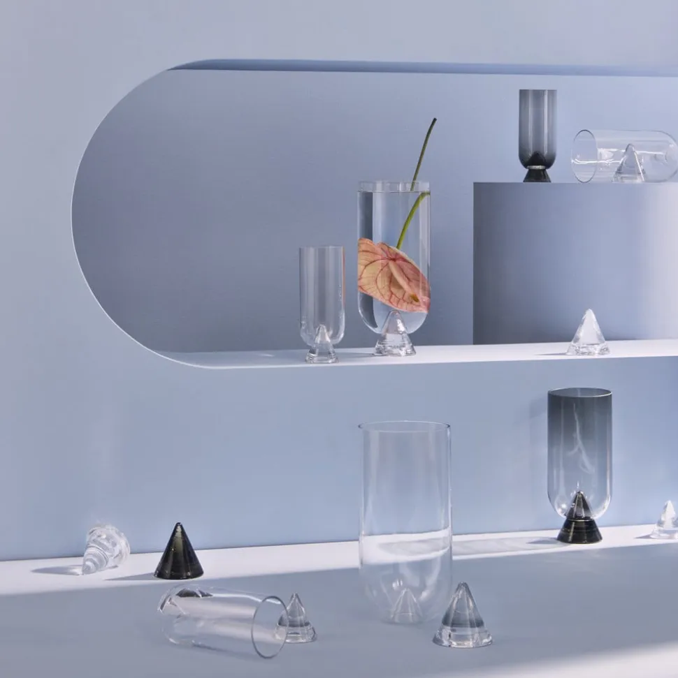 AYTM Glacies-vase, røgfarvet grå, højde 29 cm, glas, mundblæst