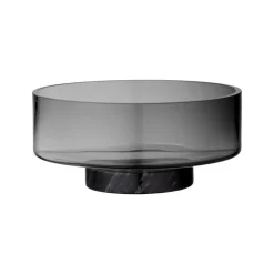 AYTM Volvi skål, røgfarvet grå, Ø 25 cm, glas, base, marmor