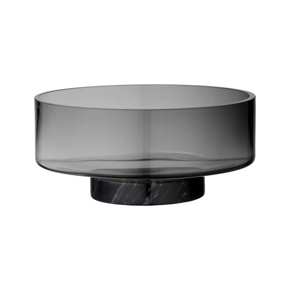 AYTM Volvi skål, røgfarvet grå, Ø 25 cm, glas, base, marmor