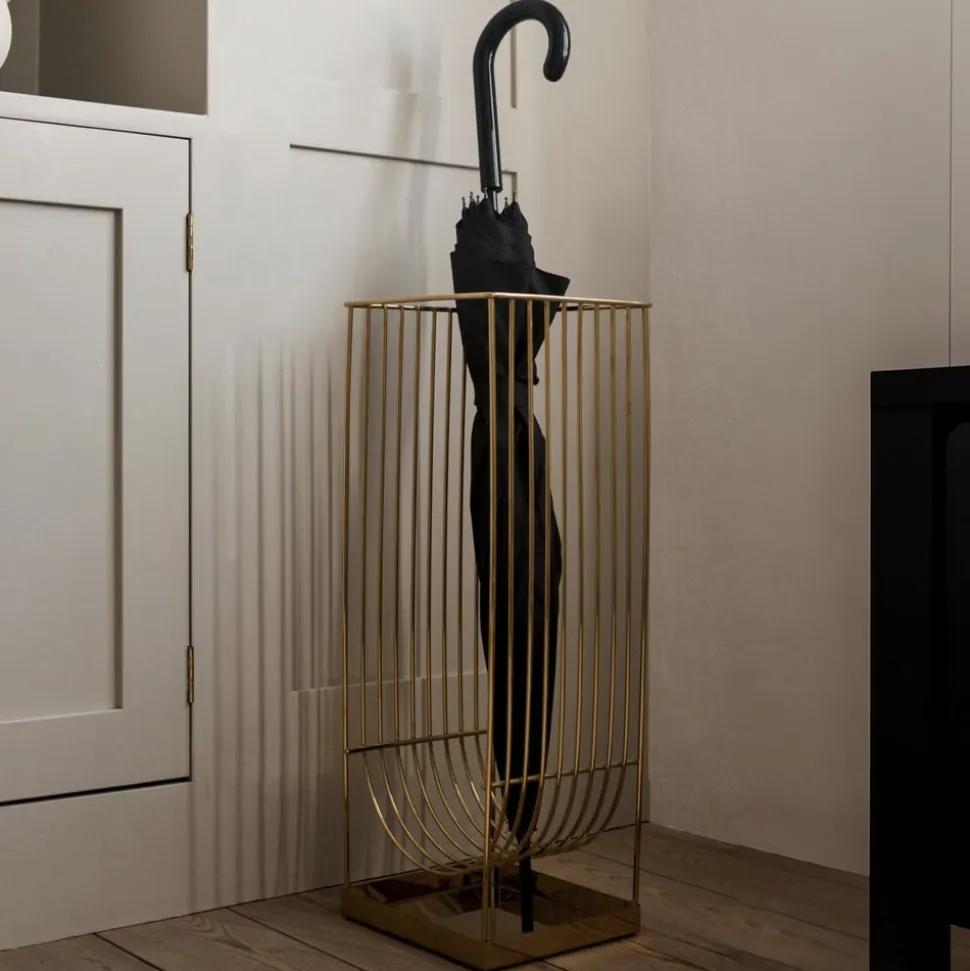 AYTM-paraplyholder Curva, guldfarvet, højde 56 cm, stål