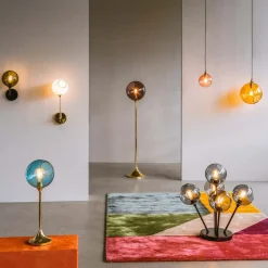 Ballroom gulvlampe, lilla, glas, mundblæst, dæmpbar