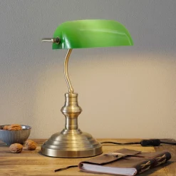 Bankers klassisk bordlampe 42 cm grøn