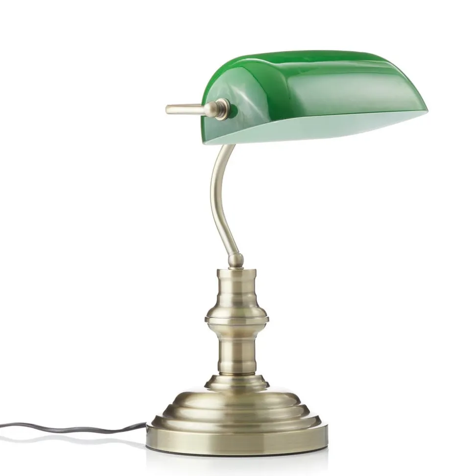 Bankers klassisk bordlampe 42 cm grøn