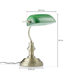 Bankers klassisk bordlampe 42 cm grøn