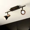 Barnham LED loftspot, længde 39,5 cm, sort/kobber