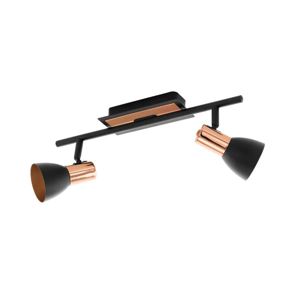 Barnham LED loftspot, længde 39,5 cm, sort/kobber