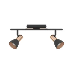 Barnham LED loftspot, længde 39,5 cm, sort/kobber