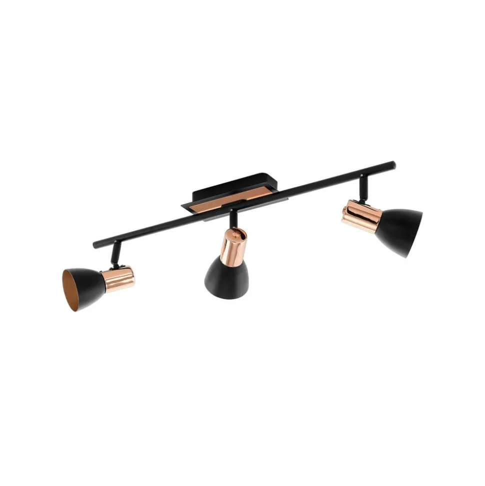 Barnham LED loftspot, længde 58,5 cm, sort/kobber