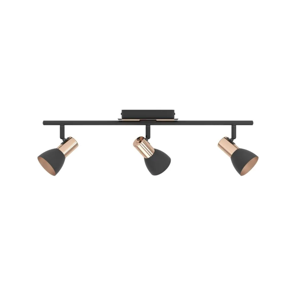 Barnham LED loftspot, længde 58,5 cm, sort/kobber