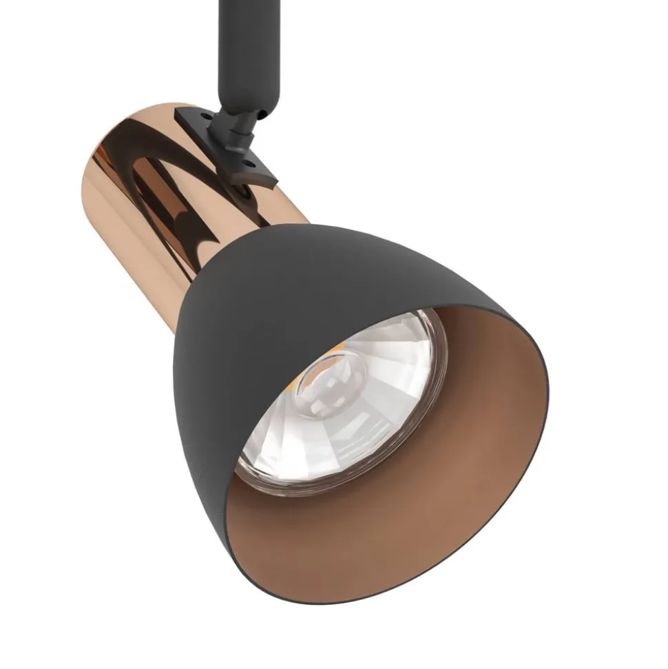 Barnham LED loftspot, længde 58,5 cm, sort/kobber