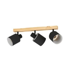 Batallas loftspot, længde 48 cm, sort/træ, 3 lyskilder.