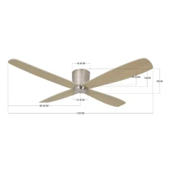 Beacon loftventilator Fraser krom/teak DC quiet Ø 132 cm