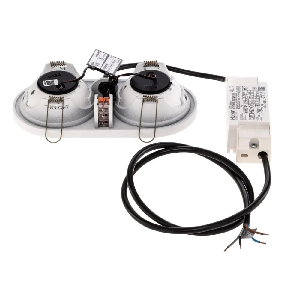 Bega LED indbygningsspot Studio Line, hvid/messing, 2 lyskilder.