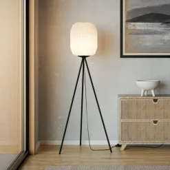 Belgrave gulvlampe, højde 141,5 cm, sort/hvid, metal