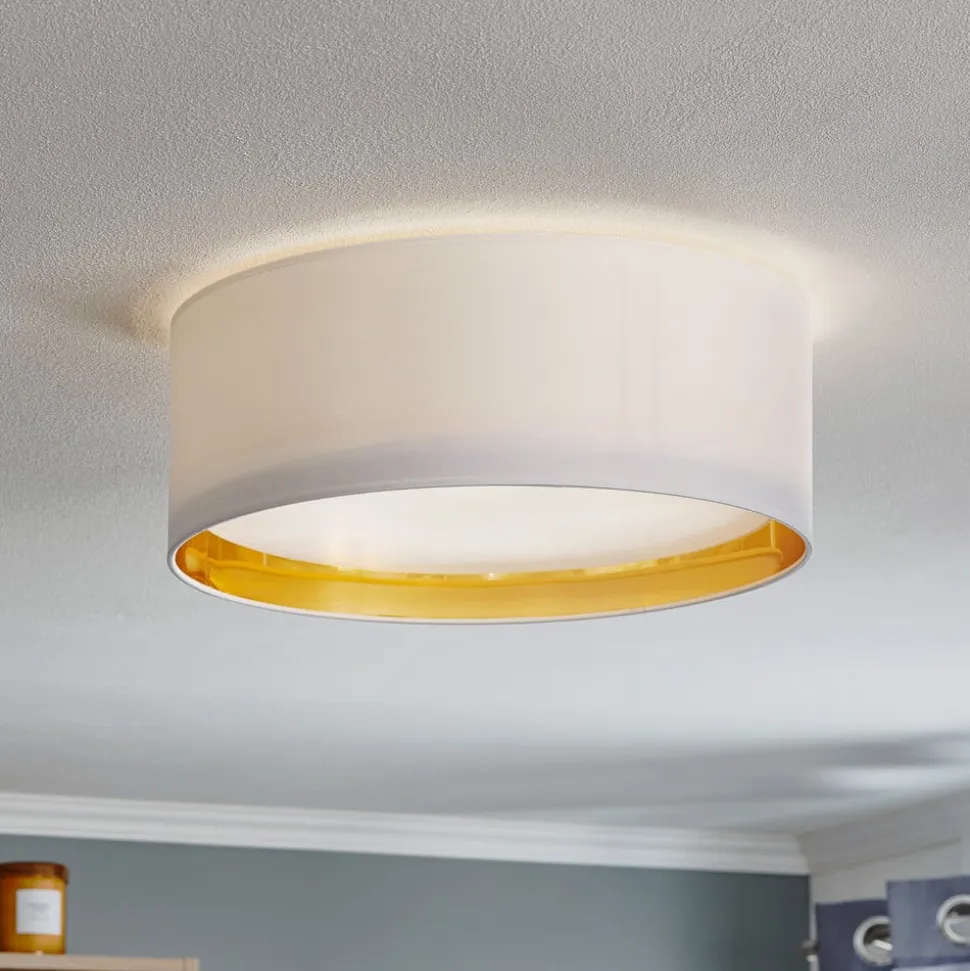 Bilbao loftslampe, hvid/guld, Ø 45 cm