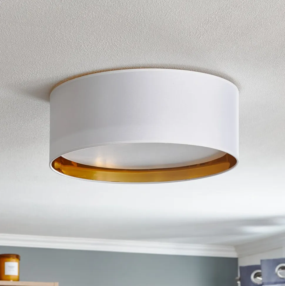 Bilbao loftslampe, hvid/guld, Ø 45 cm