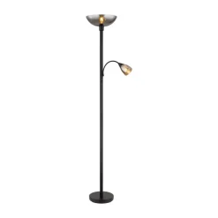Blade gulvlampe, højde 178 cm, sort/røgfarvet, 2 lyskilder.