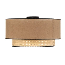 Boho loftlampe, rattan, beige/sort