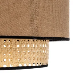 Boho loftlampe, rattan, beige/sort