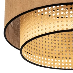 Boho loftlampe, rattan, beige/sort