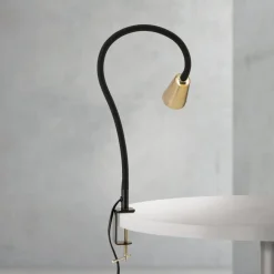 Bordlampe Dotty, messingfarvet, højde 65 cm, klemme, GU10