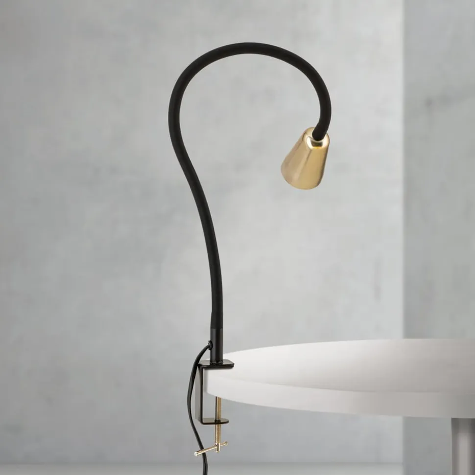 Bordlampe Dotty, messingfarvet, højde 65 cm, klemme, GU10
