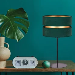 Bordlampe Duo, grøn/guld, højde 50 cm