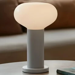 Bordlampe Flo, grå, Ø 19 cm, glas