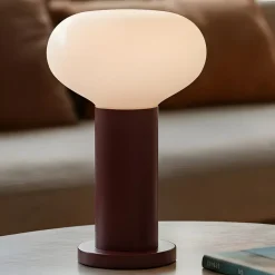 Bordlampe Flo, rød, Ø 19 cm, glas