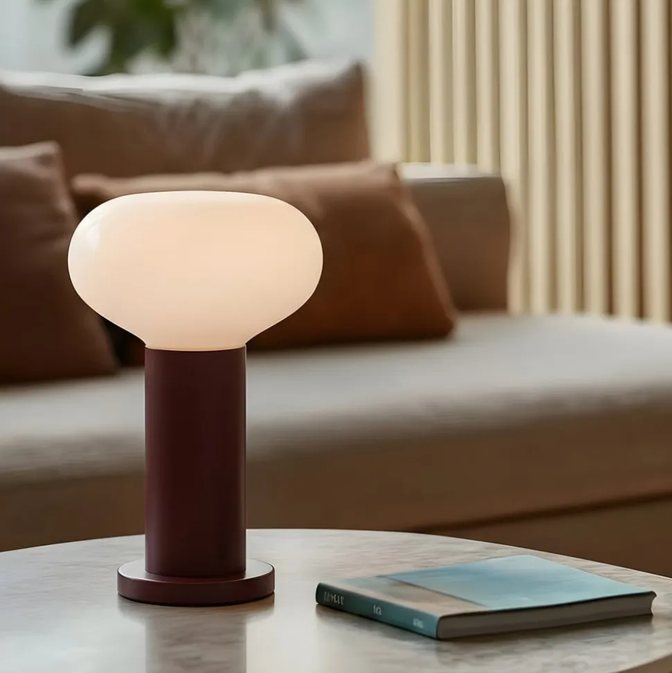 Bordlampe Flo, rød, Ø 19 cm, glas