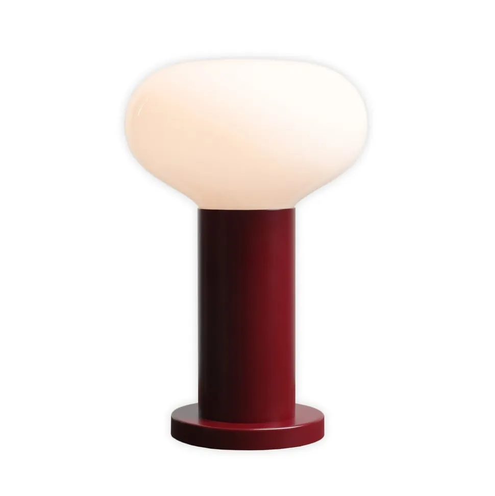 Bordlampe Flo, rød, Ø 19 cm, glas