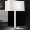 Bordlampe Grigor med hvid lærredsskærm