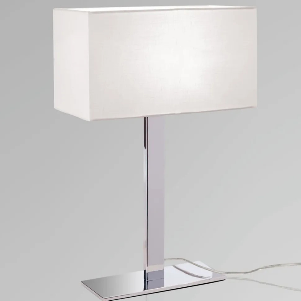 Bordlampe Grigor med hvid lærredsskærm