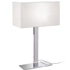 Bordlampe Grigor med hvid lærredsskærm