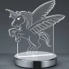 Bordlampe Karo med 3D-hologram, enhjørningemotiv