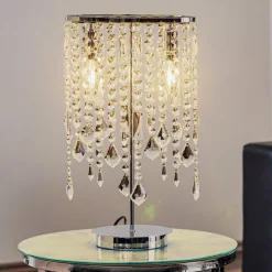 Bordlampe Laila med krystalophæng, 2 lyskilder