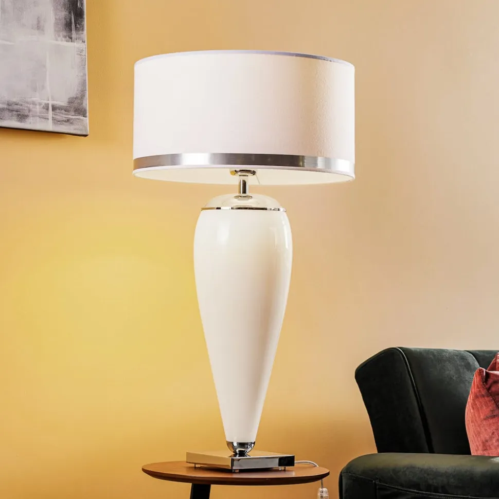 Bordlampe Lund, hvid/opal, højde 70 cm