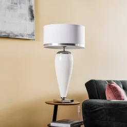 Bordlampe Lund, hvid/opal, højde 70 cm